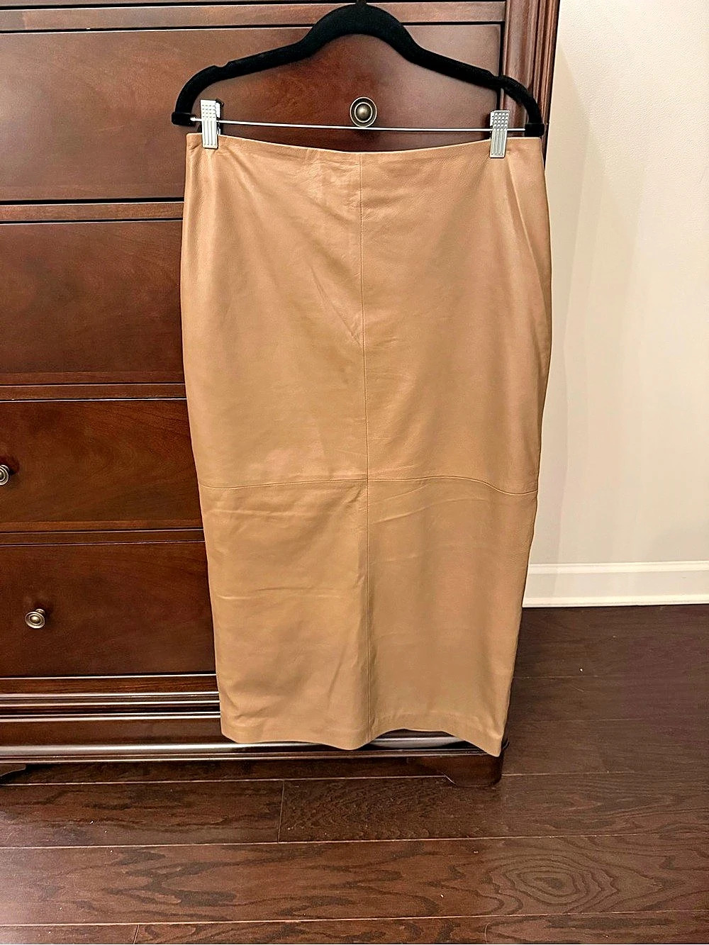 Bod & Christensen Calfskin Leather Midi Skirt in Brown Size 12 Like New